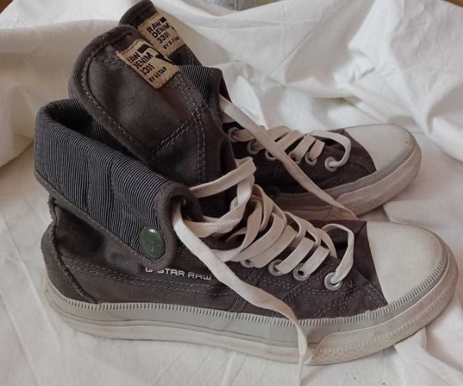 Wysokie regulowane popielate wiązane trampki r.36 G-Star Raw