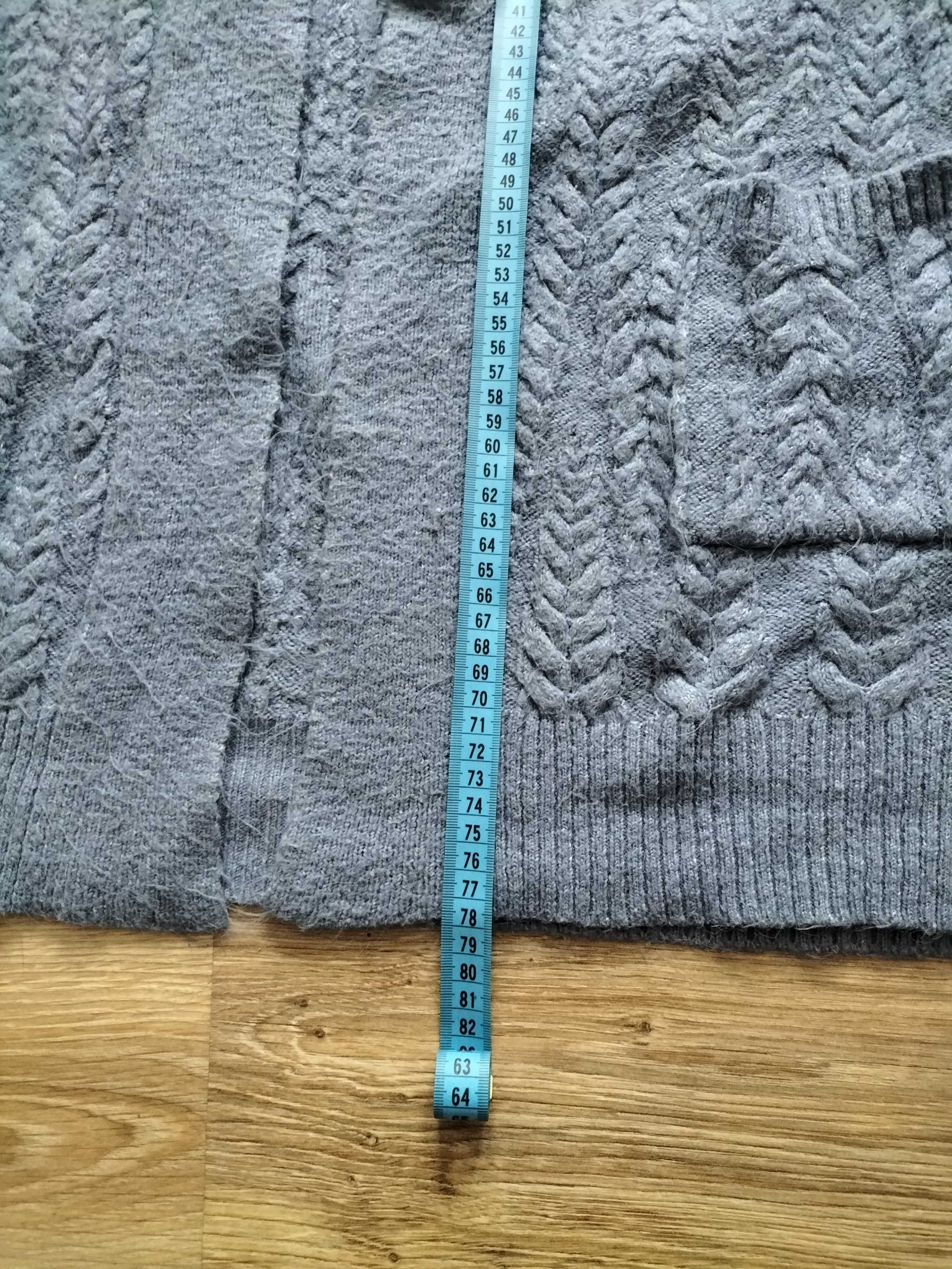 Sweter dłuższy kardigan gruby ciepły S M