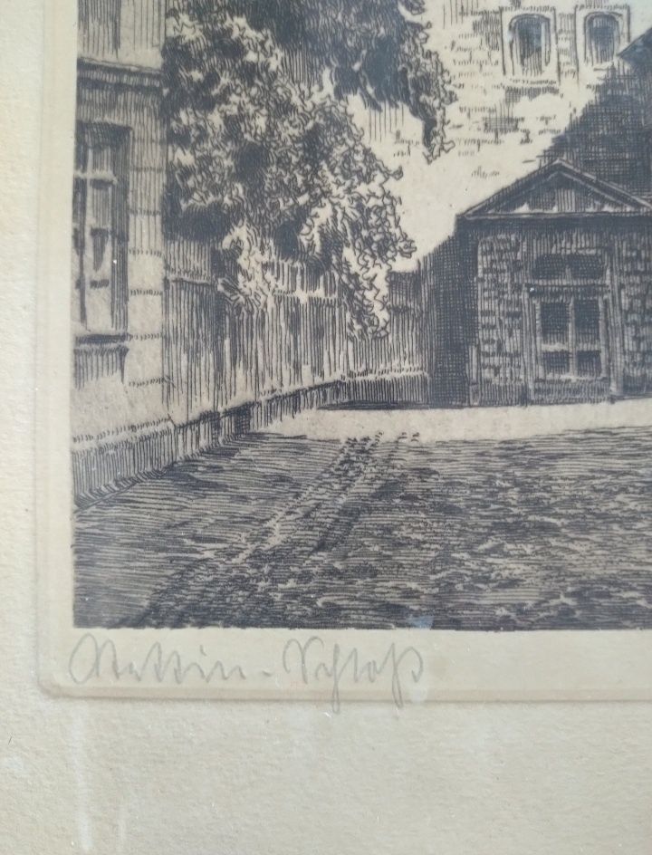 Ponad 100 letnia grafika  Wieża  Dzwonów  Szczecin