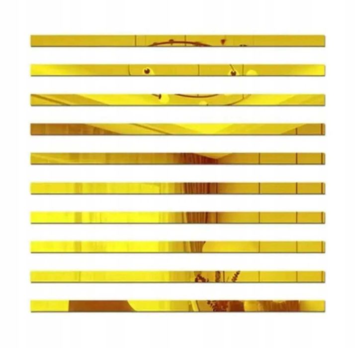 Naklejki Lustrzane 10 sztuk Samoprzylepne na Ścianę Pasy 5cm x 50cm