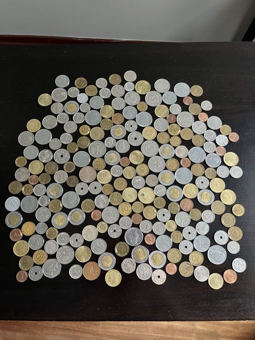 Kolekcja monet, marki niemieckie, liry włoskie, deutsche mark, 1950r.+