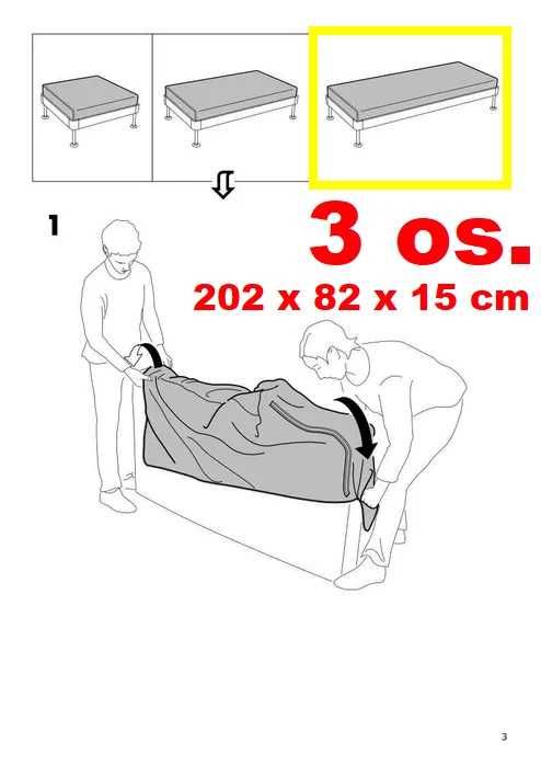 3-os. nowy szary pokrowiec pokrycie IKEA DELAKTIG 604.265.09