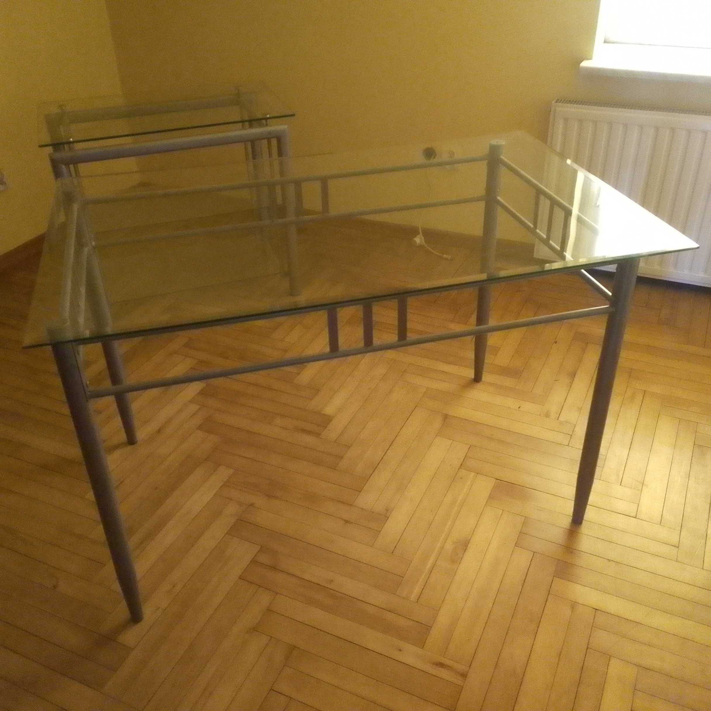 Stoły - szklany blat - 3 szt. - komplet