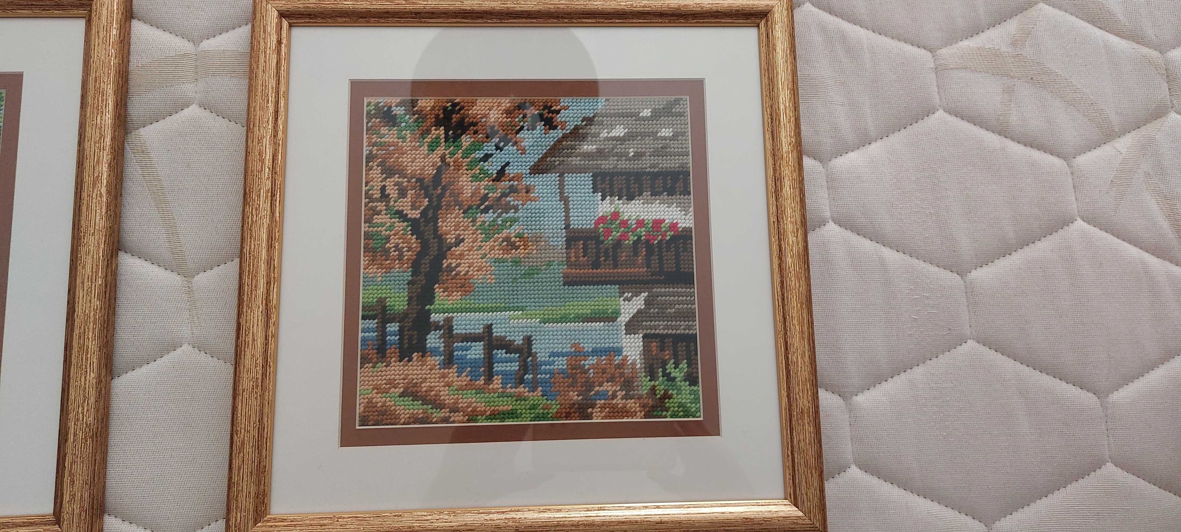Conjunto quadros bordados à mão