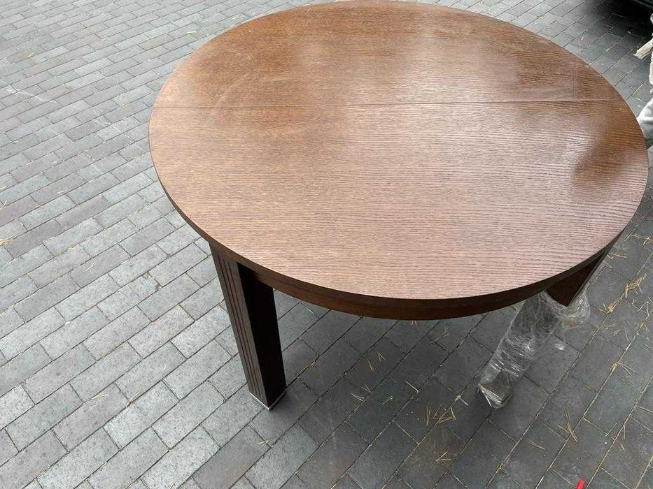 Stół okrągły prestige Milano - fornir - Dąb kasztan 116 cm rozkładany