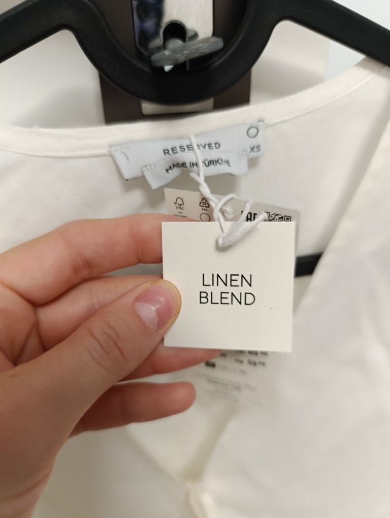 Bluzka top damski na lato biały len wiskoza Reserved XS nowa