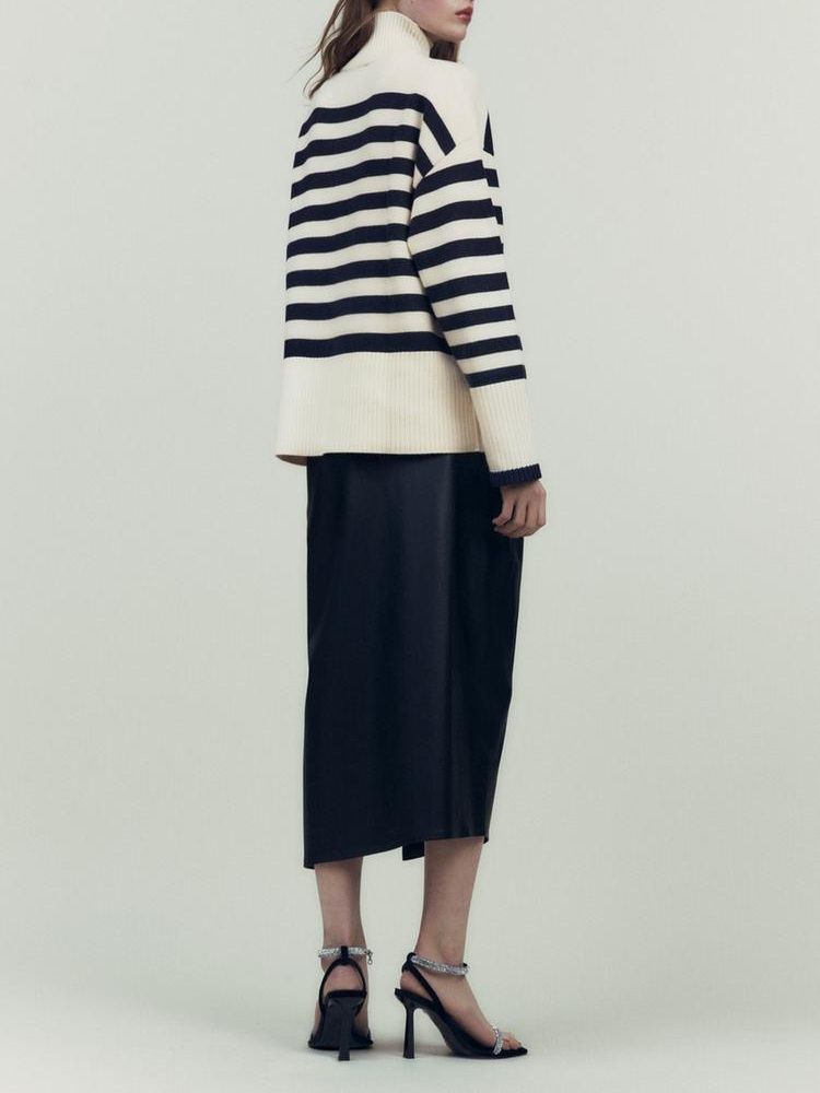 Sweter w paski ZARA 60% wiskoza oversize