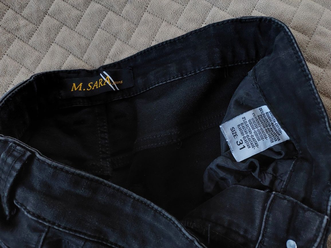 Spodnie męskie czarne 31, elastyczne rurki, slim M/L