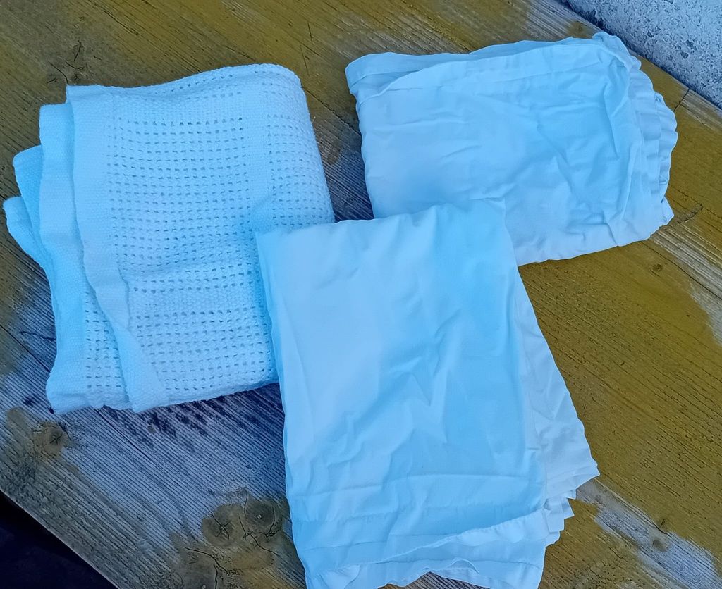 Conjunto lençóis e manta de algodão para alcofa de bebé