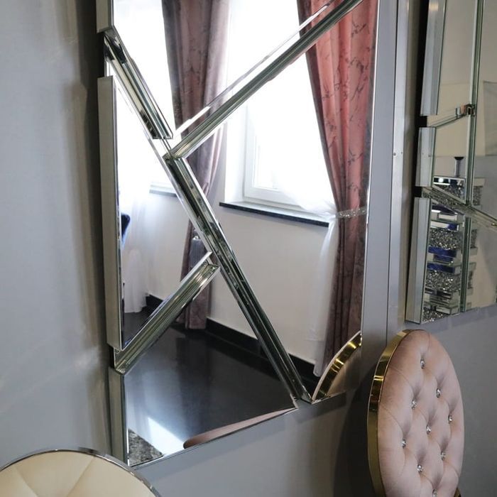Srebrne lustro ścienne prostokątne 80x120 cm