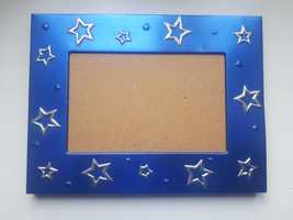 Рамка для фотографий со звездами синяя металл