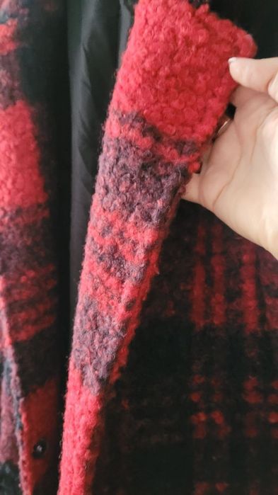 Пальто-жакет бордо клетка