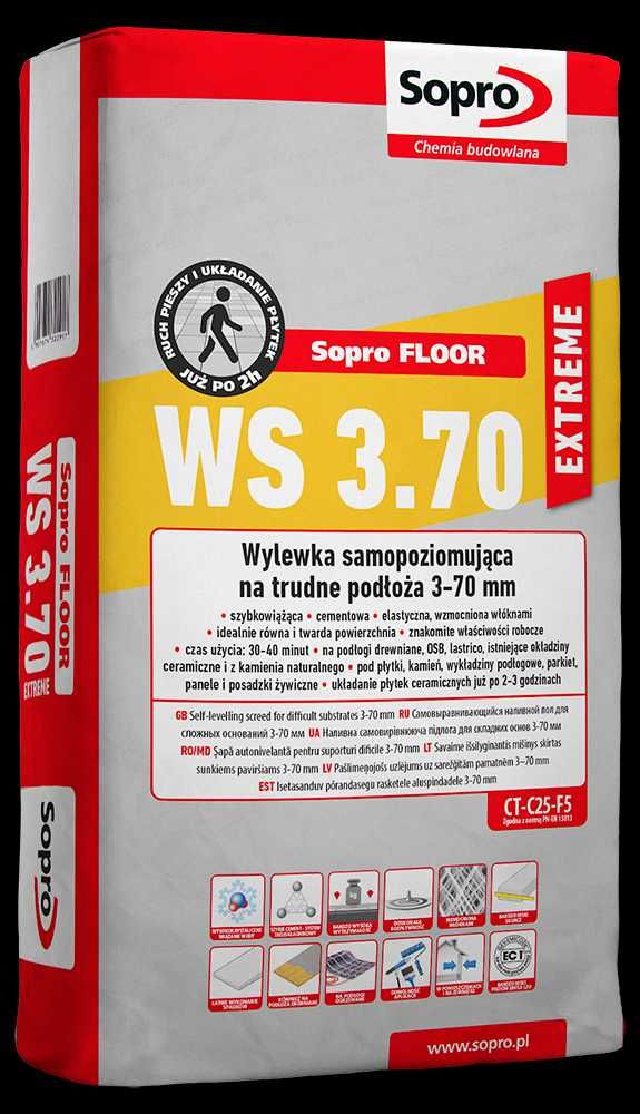 Wylewka samopoziomująca Sopro WS 3.70 - samopoziom 25kg trudne podłoża