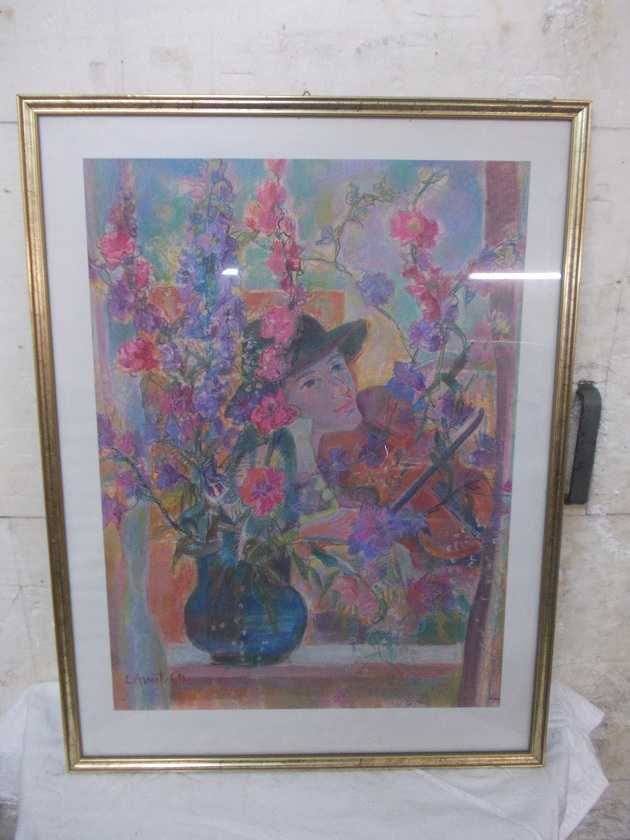 Duży sygnowany obraz 83 x 63 cm.