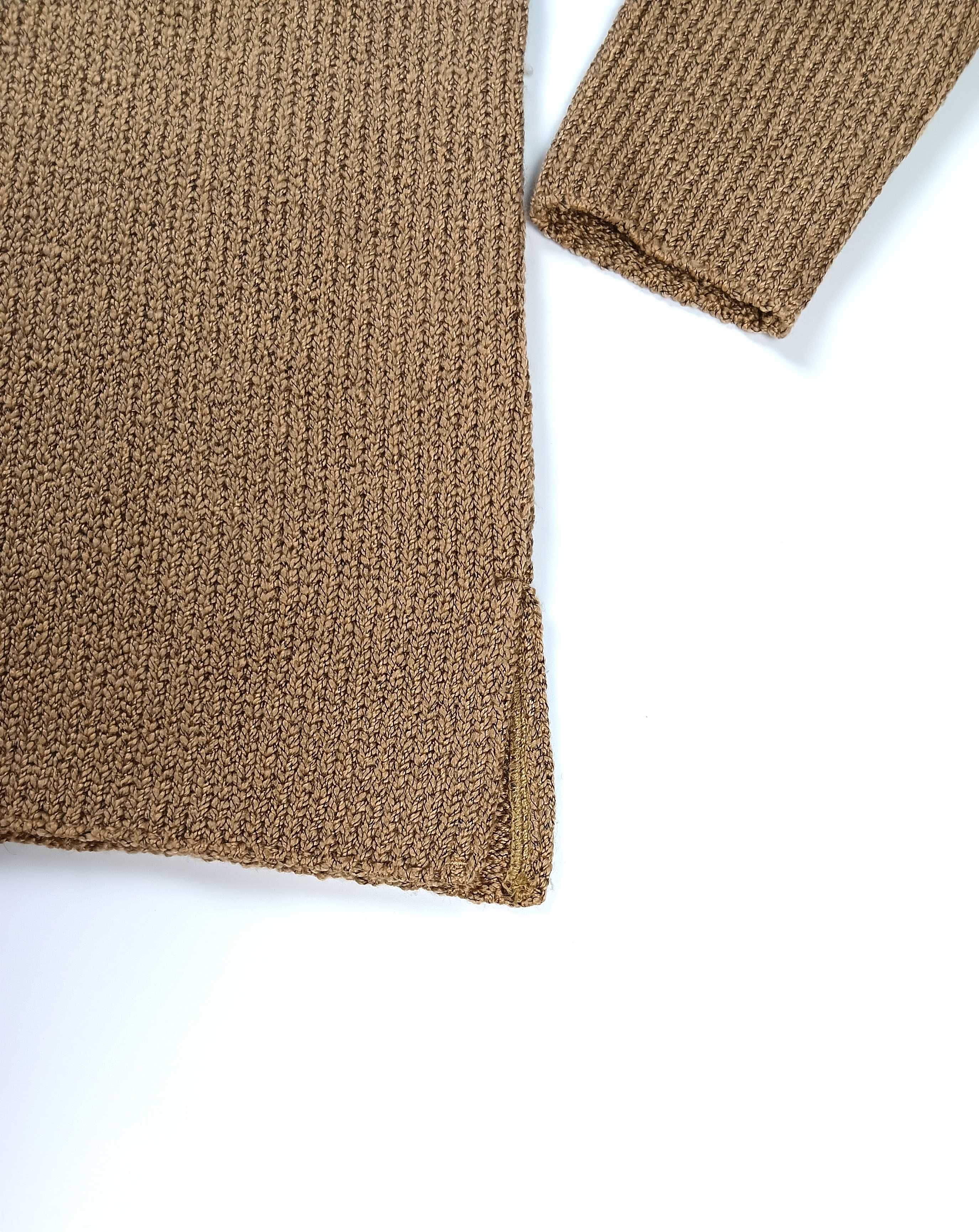 Brązowy wełniany zimowy sweter damski Wełna 50% Reksor L/40