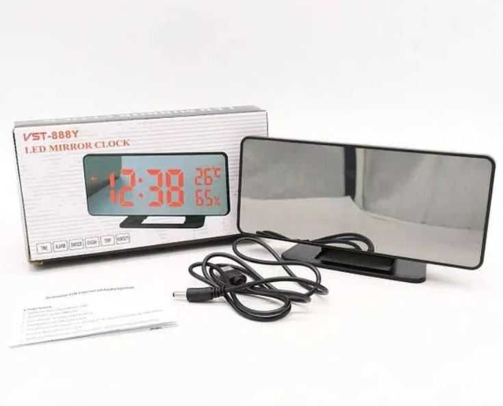 Настольные LED часы VST-888Y зеркальные будильник-термометр-гигрометр