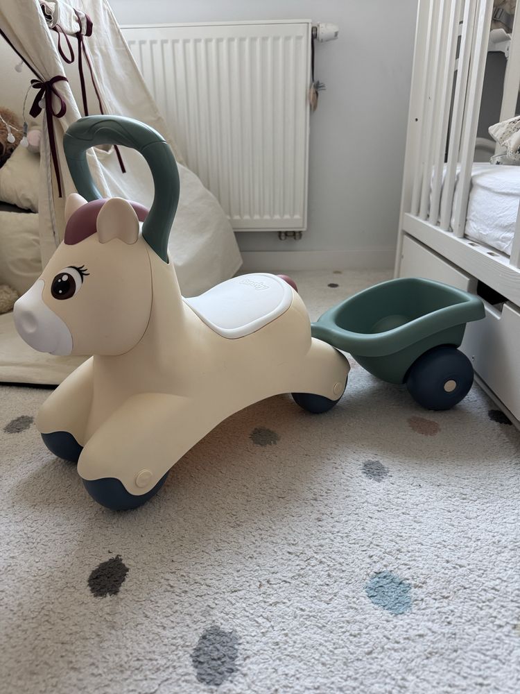 Little Smoby, jeździk kucyk z przyczepką