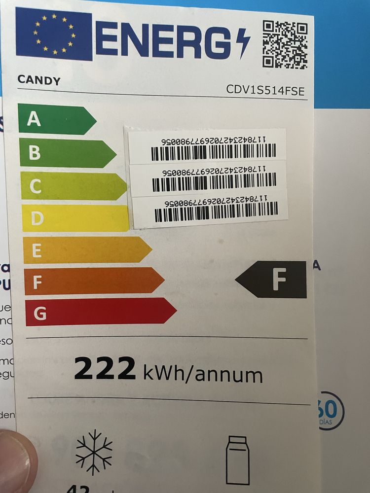 Lodówka CANDY CDV1S514FSE 145cm Srebrna