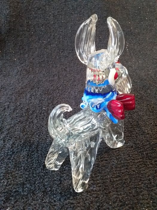 Szklaną rzeźba Salviati Murano pies terrier duża figurka