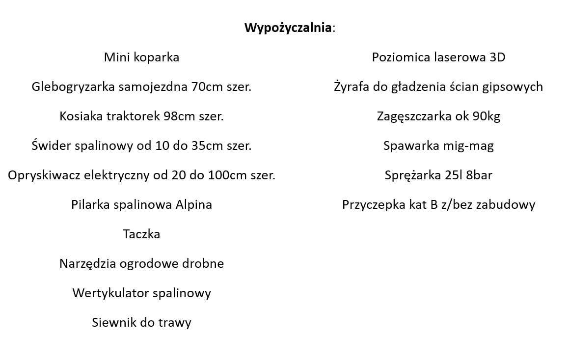 Wynajem sprzętu ogrodniczego i budowlanego