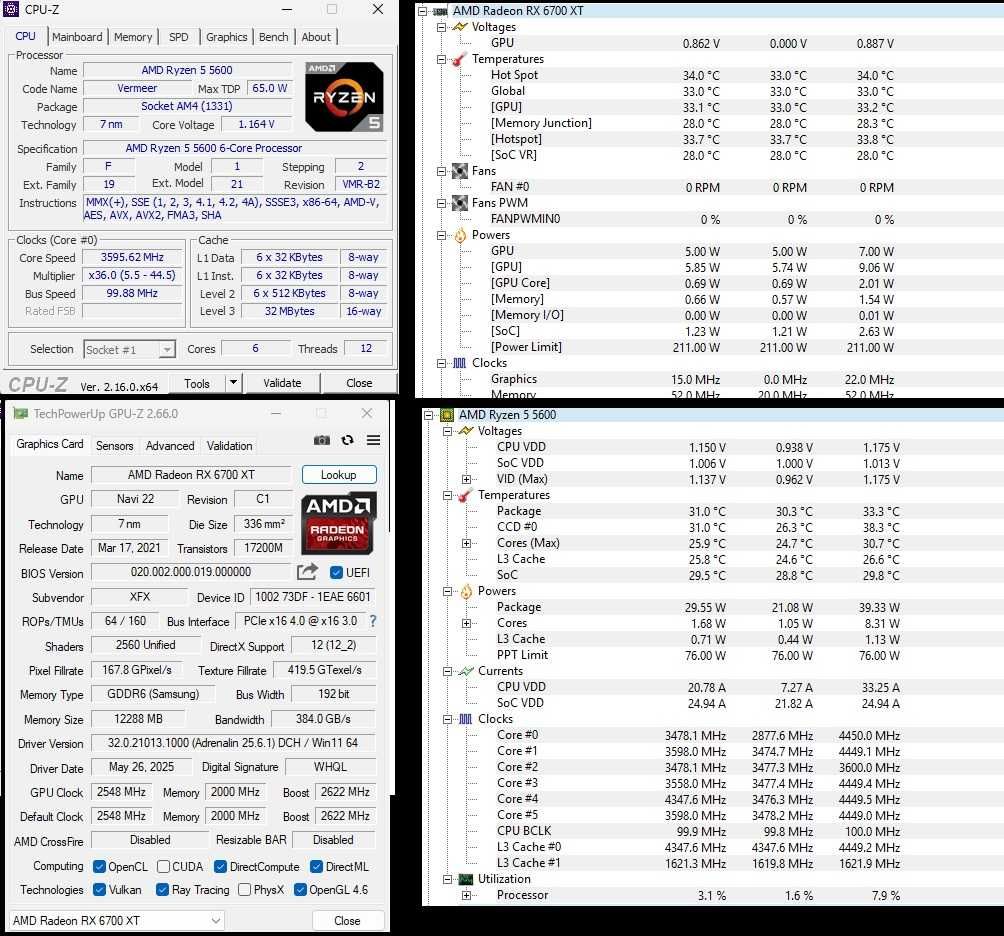 Komputer Ryzen 5 5600, XFX RX 6700XT, 32GB RAM