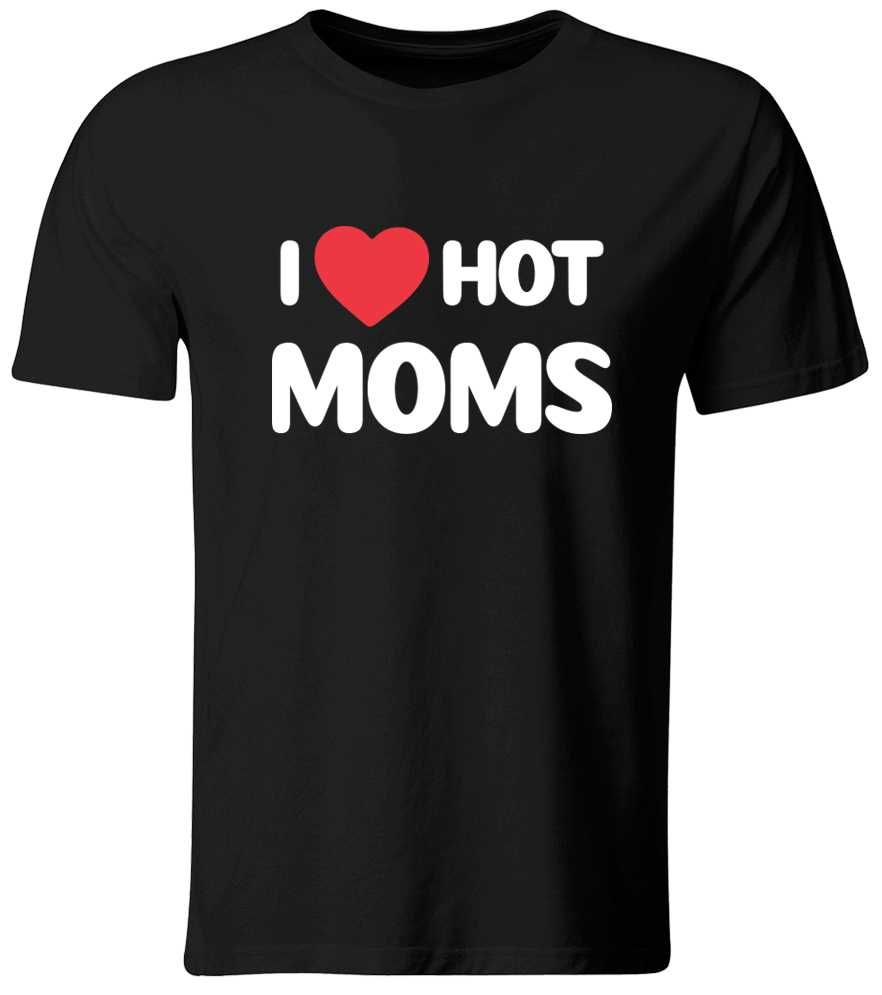 Śmieszny t-shirt I Love Hot Moms, czarna, roz. XXL