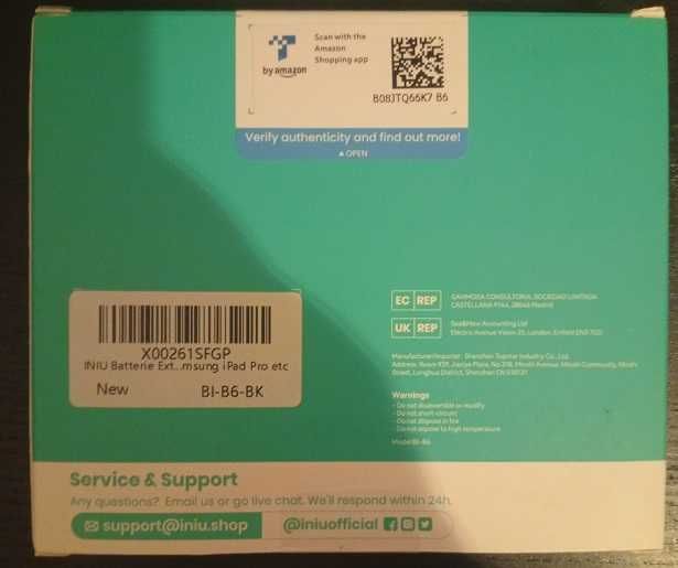Powerbank de carregamento rápido Iniu 10000mAh, 22,5W - Novo e selado