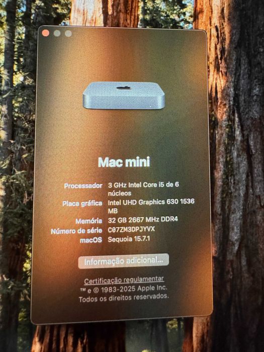 Apple Mac Mini 2018 i5 a 3Ghz c/6 Cores/nucleos + 32Gb Ram + 256Gb