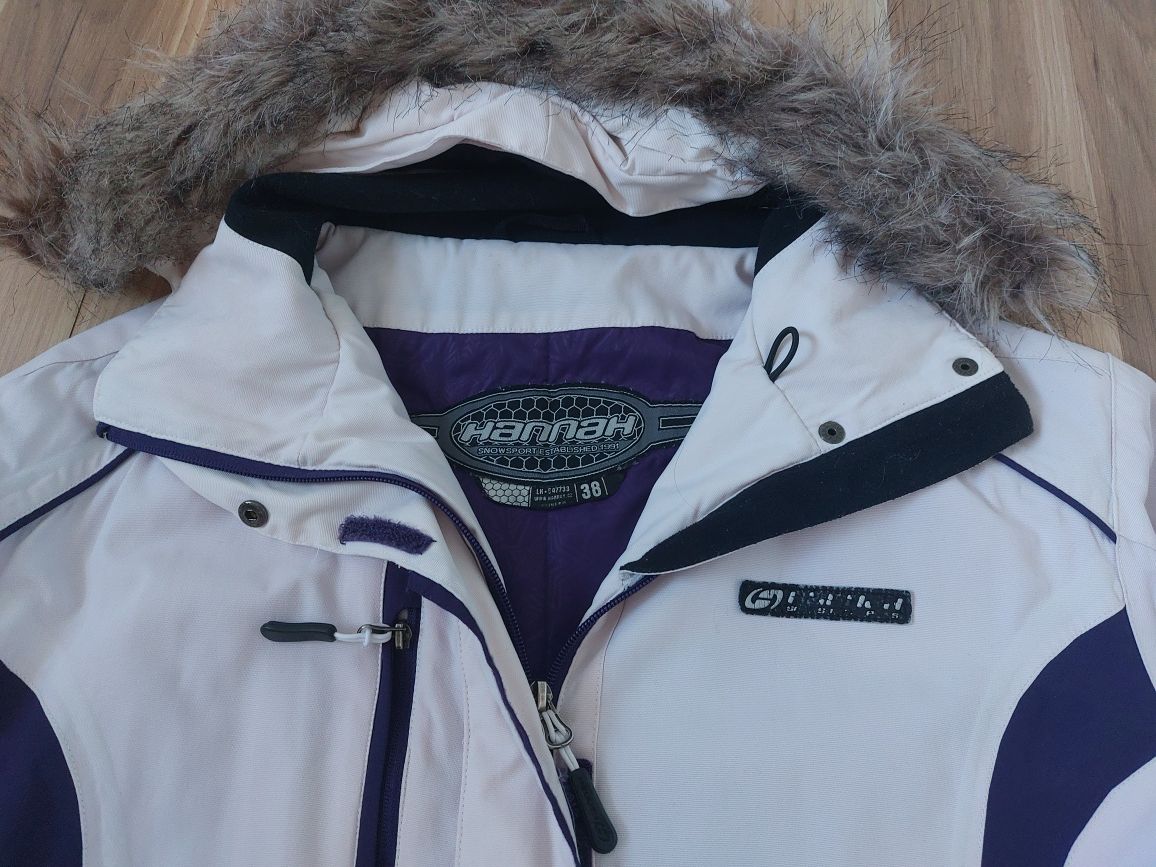 HANNAH markowa damska kurtka narciarska biała 38 M pas śnieżny karnet