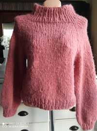 Ręcznie robiony sweter wełna alpaka 108cm pachy 42 44