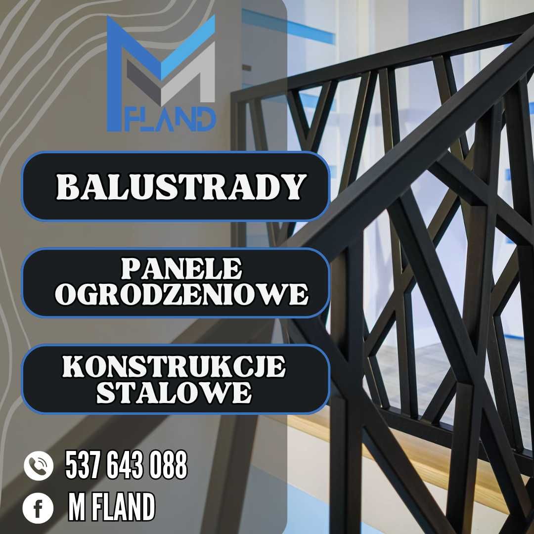 Balustrady, barierki wewnętrzne i zewnętrzne. Produkcja i montaż