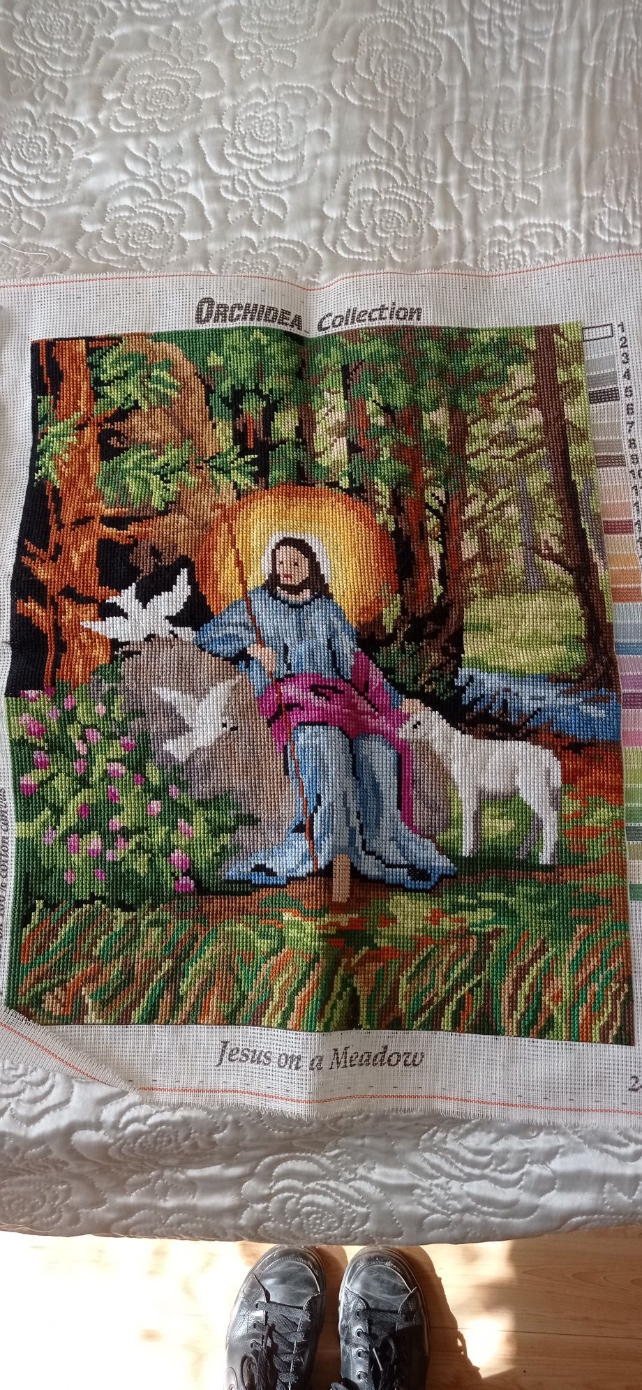 Haft krzyżykowy Jezus Chrystus pasterz 40x50