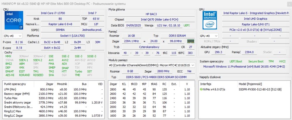 HP Elite Mini 800 G9 i7 16GB Ram 500gb