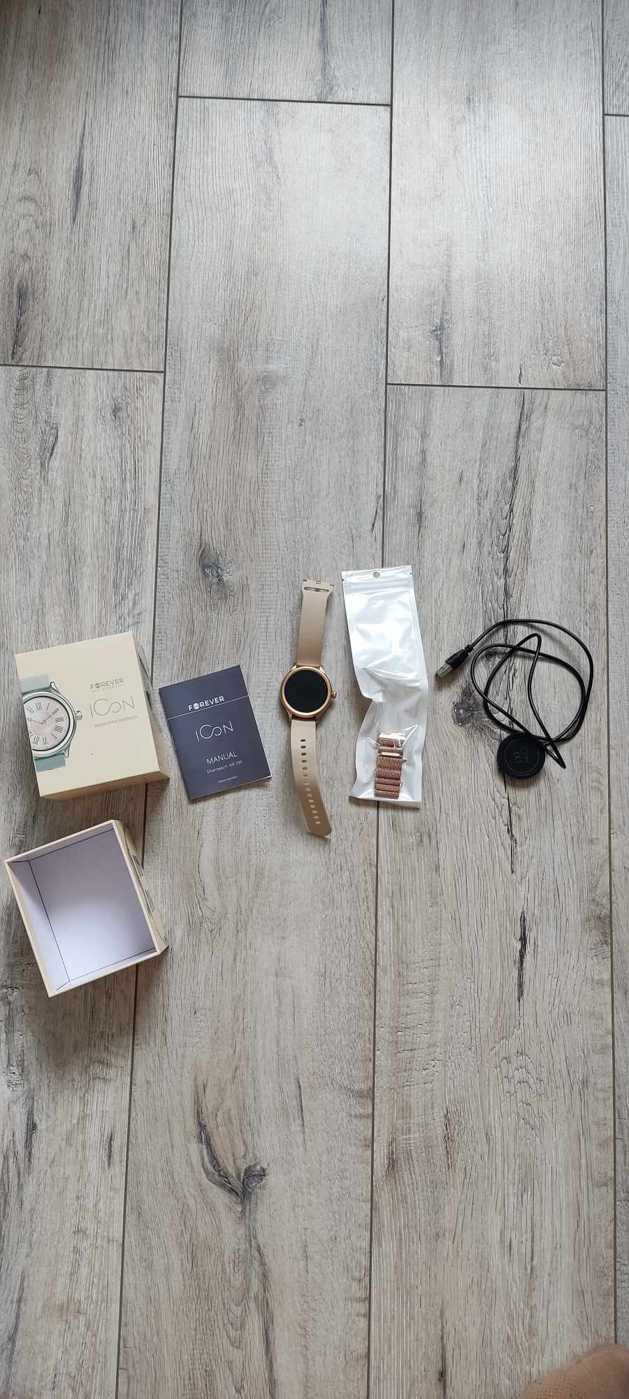 Nowy smartwatch forever icon ll aw-100 różowe złoto