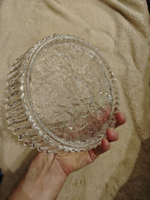 Piękna szklana miska ciężkie szkło kryształ (?) 1.3kg Polecam PRL 70s