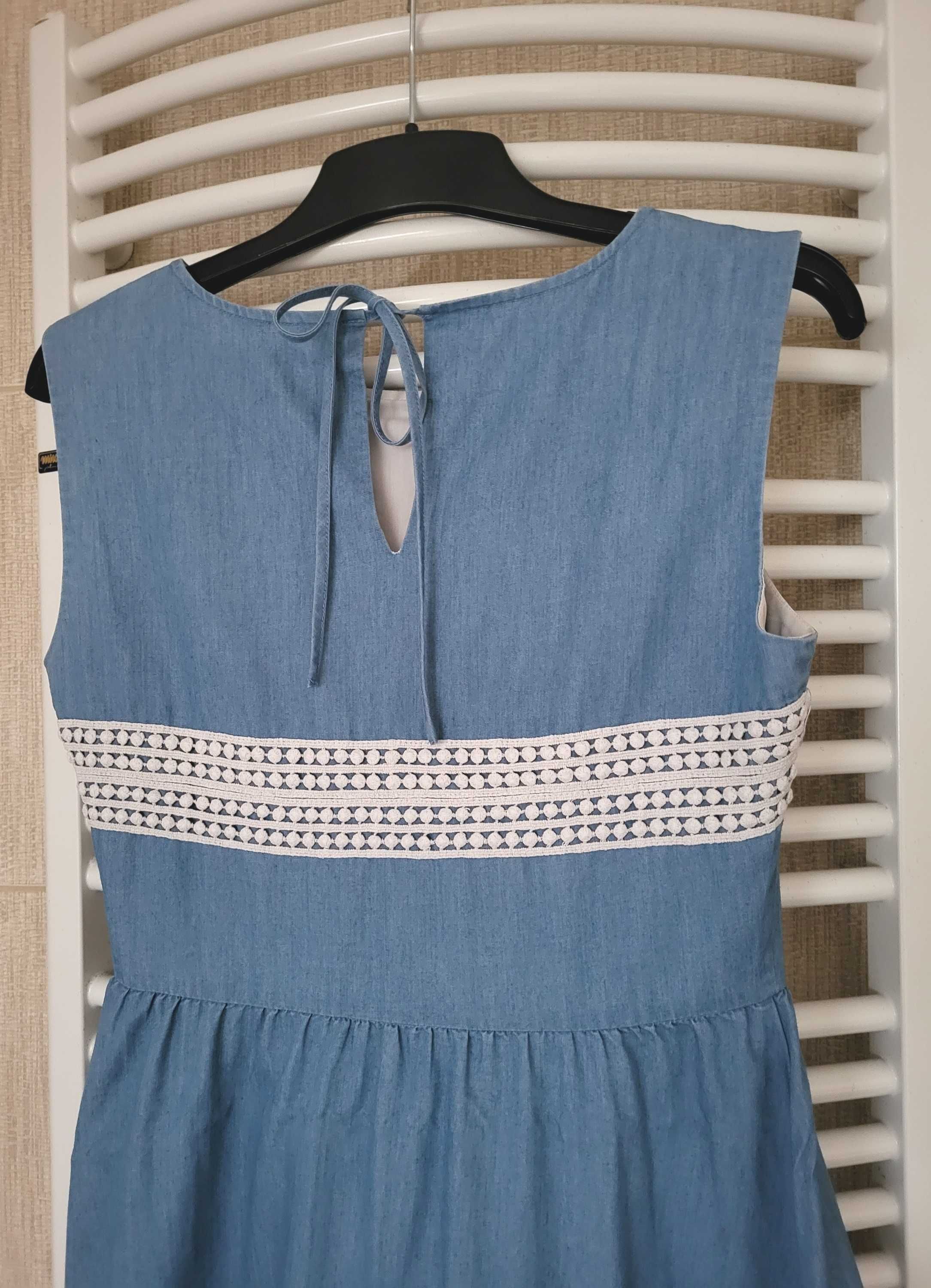 sukienka midi z ozdobną gipiurą w stylu boho Mint & Berry 36/S/38/M