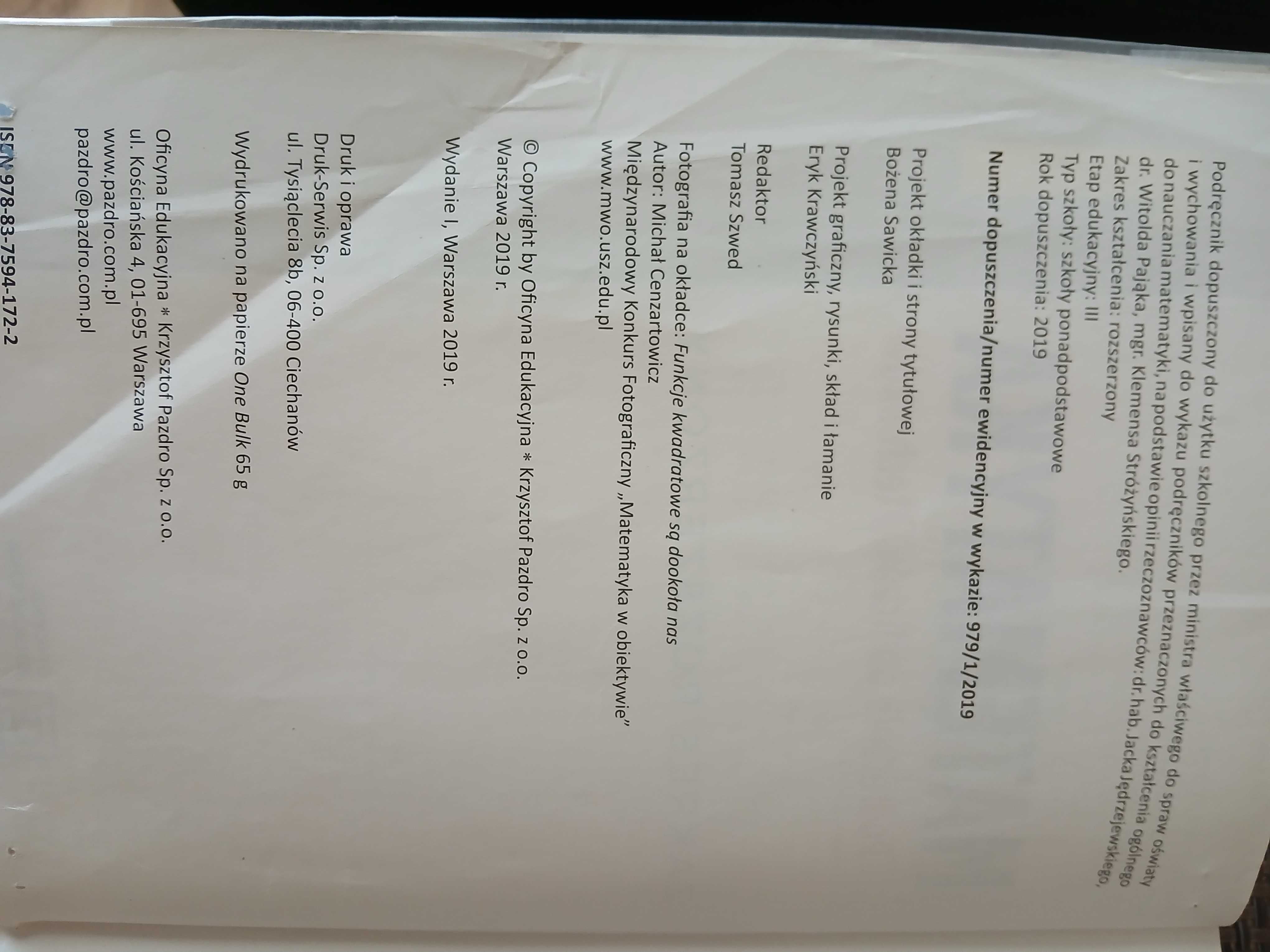 Sprzedam podręcznik Matematyka 1 Zakres Rozszerzony Pazdro