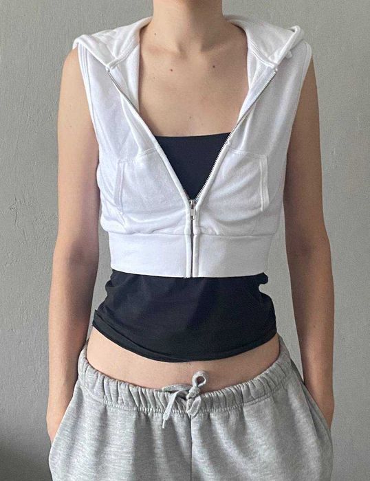 Укорочена кофта H&M безрукавка з капюшоном y2k vintage rap achive