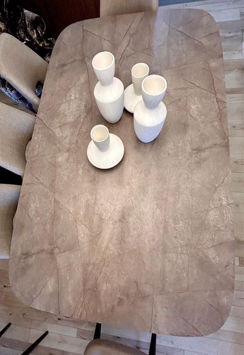 Okazja -45% Stół HPL GOLD MARBLE 200x120 + krzesła, nowe, fv23%