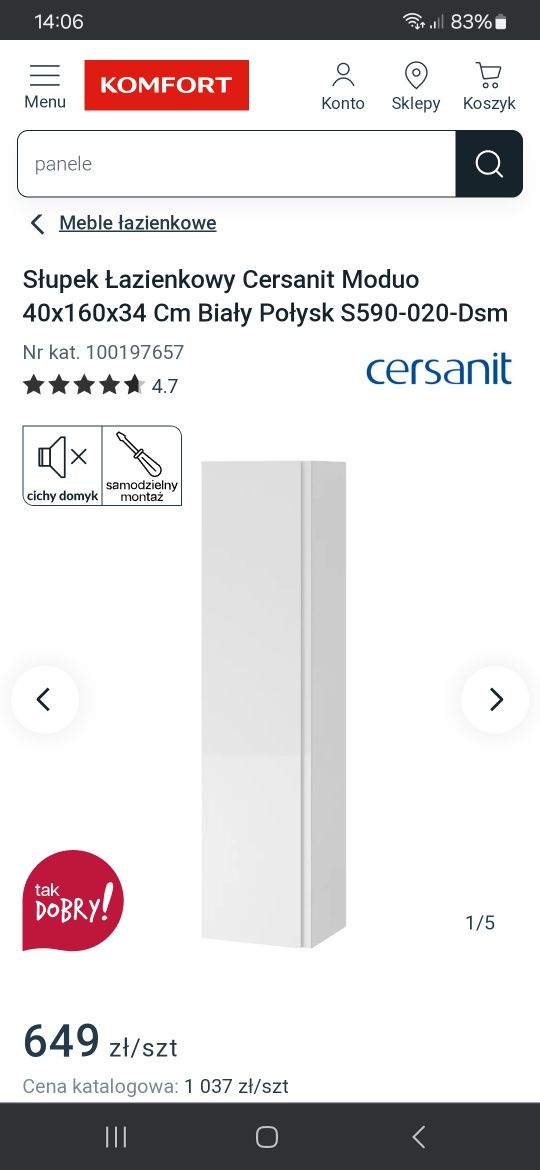 Słupek biały 40 Cersanit Moduo