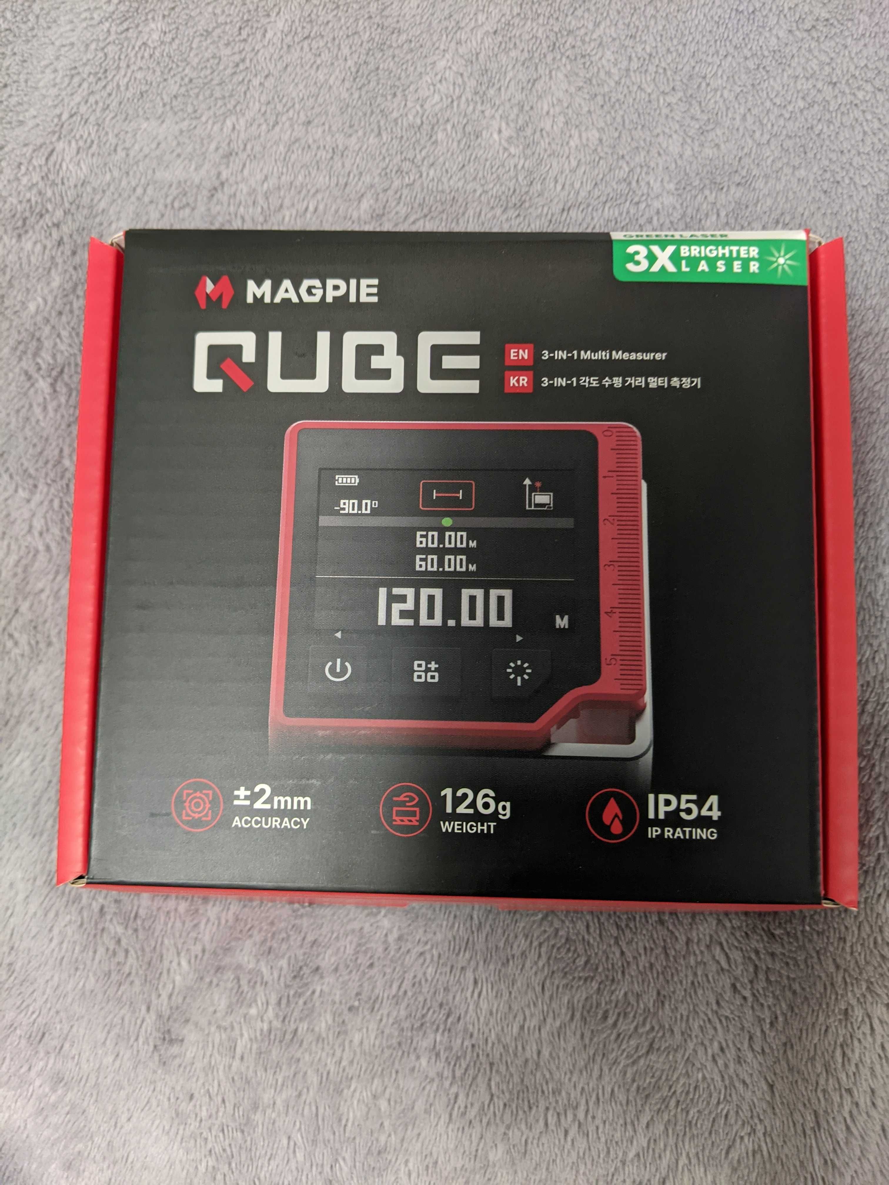 QUBE: 3-in-1 Digital Angle, Level, Distance Meter