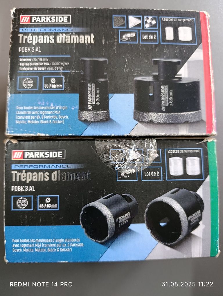 Професійні алмазні коронки Parkside PERFORMANCE PDBK 3 A1