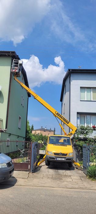 Podnośnik koszowy 22M. Wynajem, Usługi, Wycinka drzew