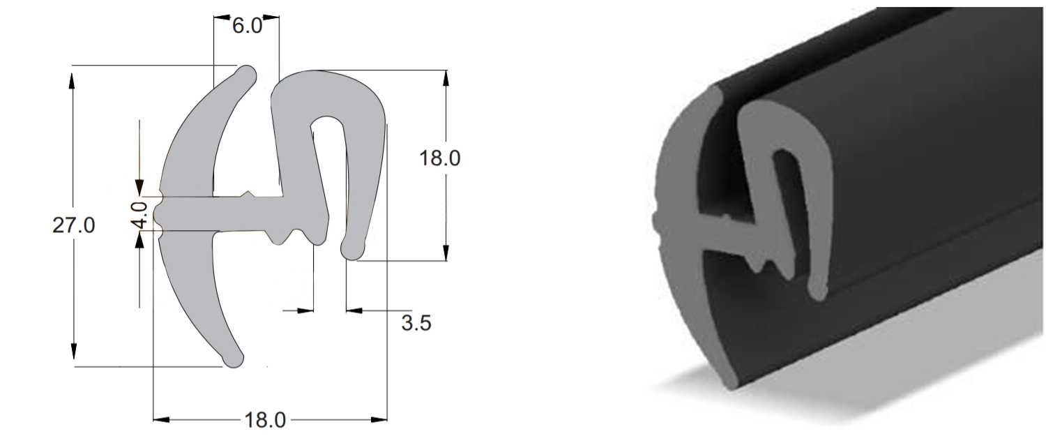 Uszczelka szyby TNL3 Ursus, MF, ZETOR, osłony maszyn numerycznych CNC