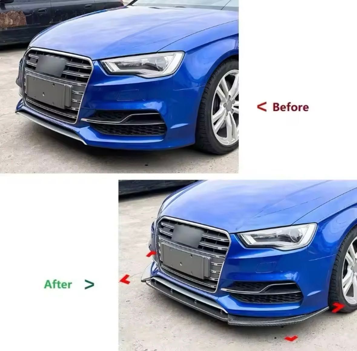 Губа на передний бампер AUDI A3 S3 накладка на бампер сплитер обвес