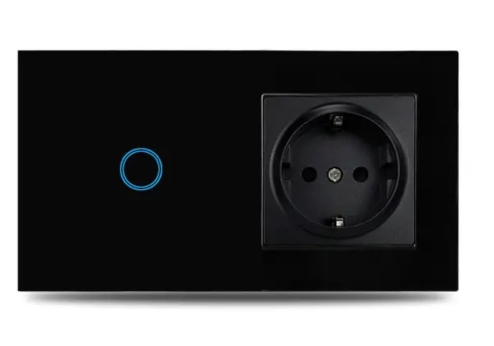 Сенсорний вимикач з розеткою скляна розетка виключатель