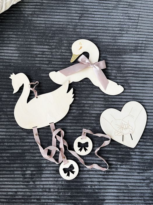 Drewniane ozdoby, wieszak, organizer na spinki, opaska