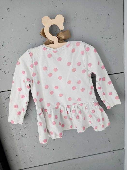 Bluzka dla dziewczynki na długi rękaw r.92 kropeczki