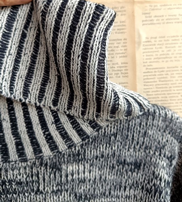 M L biust 51,5x2 Ciepły Klasyk! sweter melanż komin Cowl neck