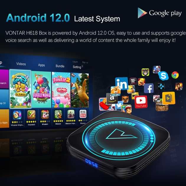 Vontar H618 -4/32Gb, Android 12, ТВ-приставка, Смарт-ТВ, ТВ-бокс